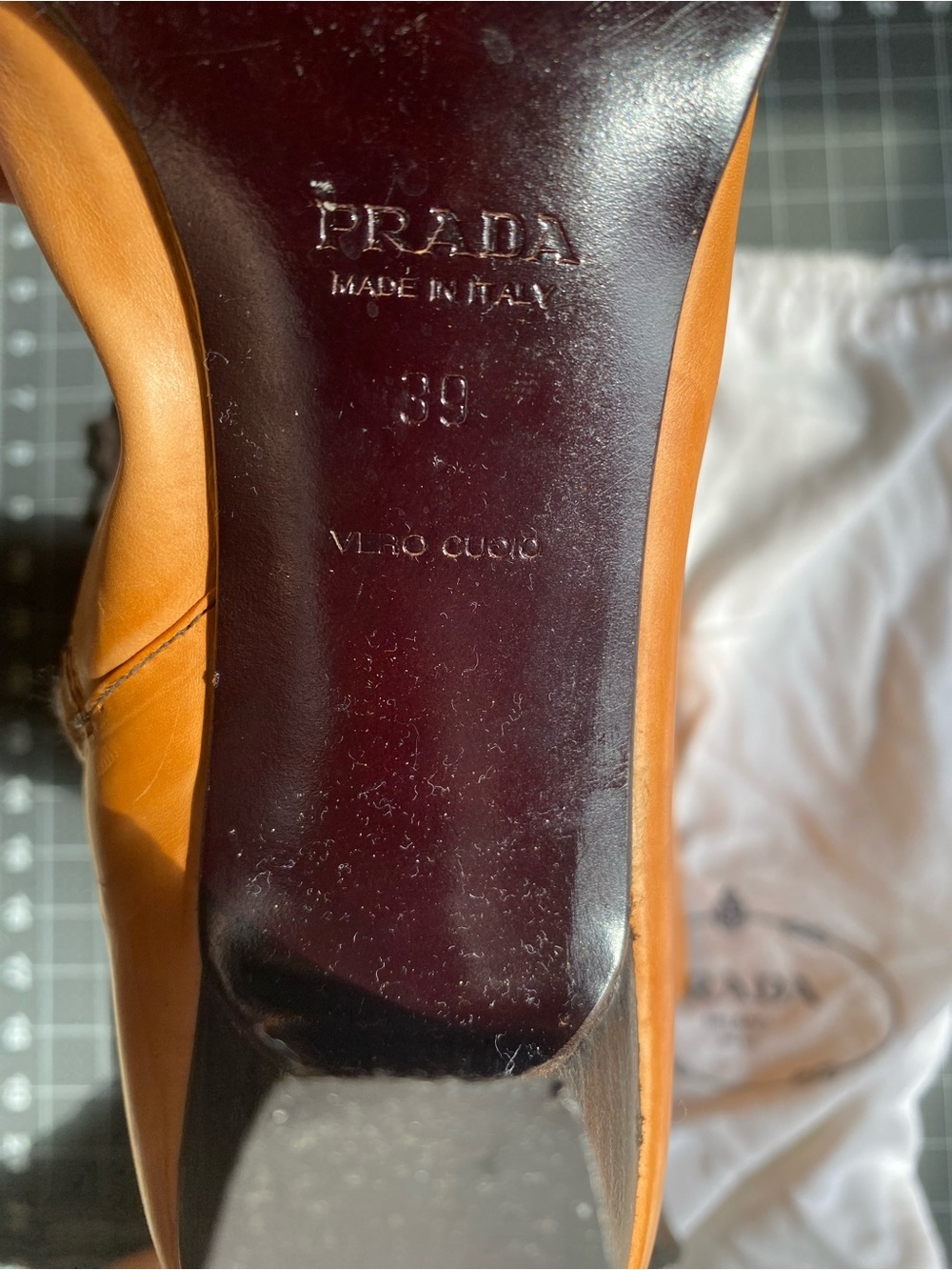 Prada Cognac/Tan Lace-Up Leather Mid-Calf Boots EU 39 / US 9 - Picture 9 of 10